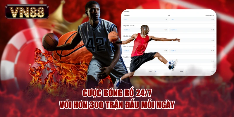 Cược bóng rổ 24/7 với hơn 300 trận đấu mỗi ngày